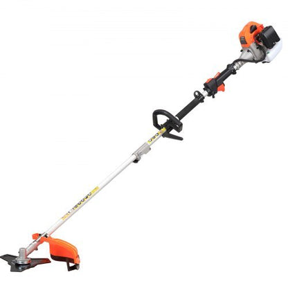 String Trimmer, 26cc 2 in 1 Weed Wacker Gas Powered, 17" Cordless Grass Trimmer with 10" Brush Cutter, Shoulder Strap & 3T Blade, 2-Stroke Heavy-Duty Gas Weed Wacker for Quick Grass Cleaning
