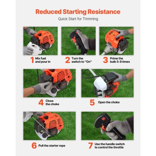 Cordless String Trimmer, 43 cc 2-Stroke, Gas Powered Weed Wacker, 17" Cordless Grass Trimmer, Multi-Functional Lawn Edger with Shoulder Strap & 3T Blade, Weed Eater for Quick Grass Cleaning