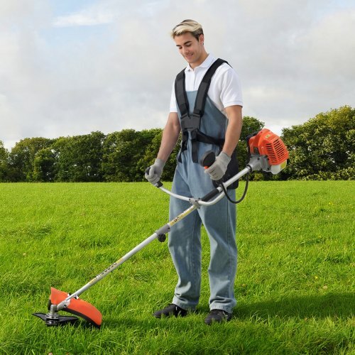 Cordless String Trimmer, 43 cc 2-Stroke, Gas Powered Weed Wacker, 17" Cordless Grass Trimmer, Multi-Functional Lawn Edger with Shoulder Strap & 3T Blade, Weed Eater for Quick Grass Cleaning