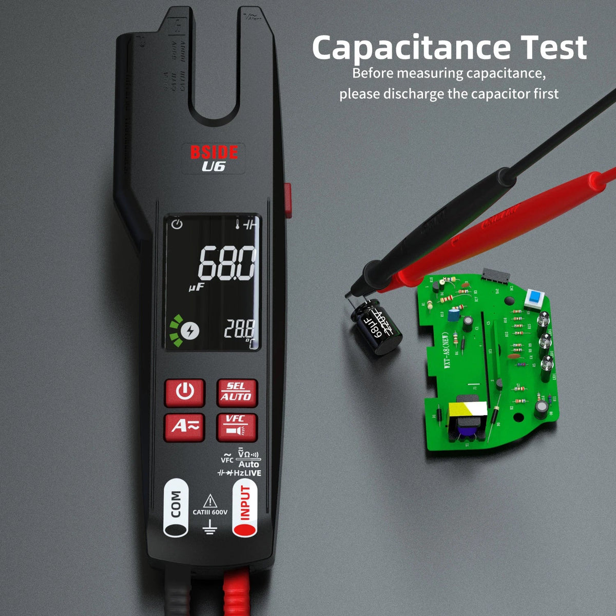 BSIDE U6 Fork Digital Clamp Meter 600A with T-RMS & OpenJaw Multimeter