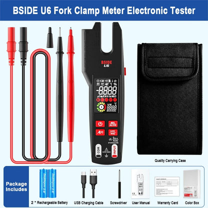 BSIDE U6 Fork Digital Clamp Meter 600A with T-RMS & OpenJaw Multimeter