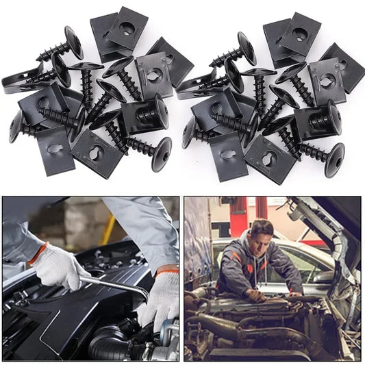 U-Type Car & Motorcycle Fastener Clips with Screws, 10/50/100-Pack