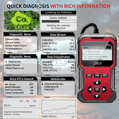 Color: black - Car Obd2 Scanner Diagnostic Tool Code Reader Engine Fault Code Reader Scanner Can Diagnose All Obd Ii Protocol Cars since 1996 Scan Tool
