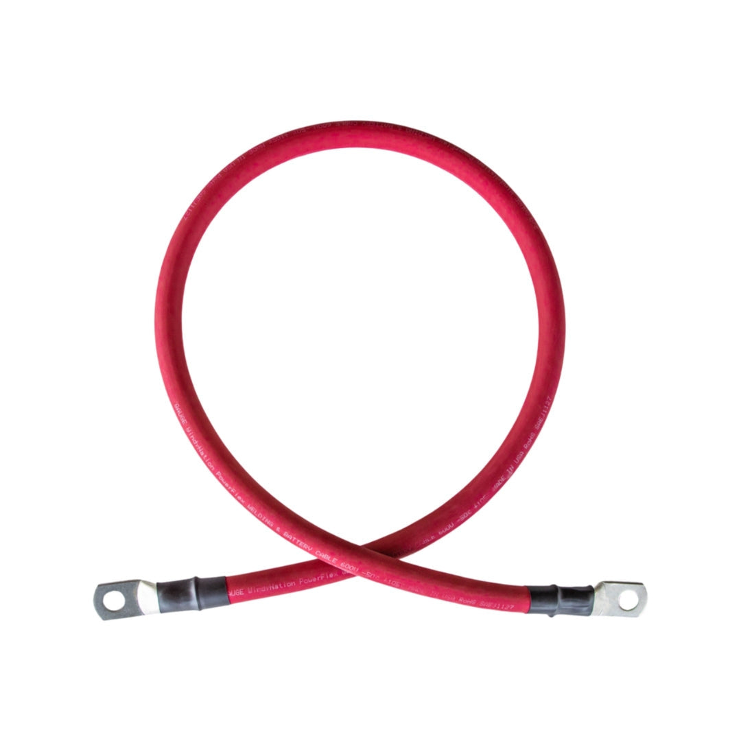 1/0 Gauge (AWG) Black and Red Pure Copper Battery Cable Wire with Lug Connector Ring Terminals