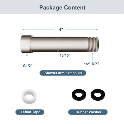 4-Inch & 6-Inch Shower Extension Arm for Rain and Handheld Shower Heads