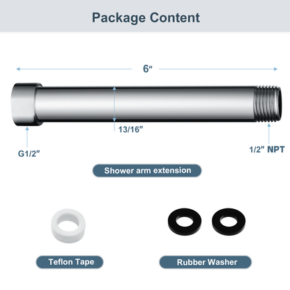 4-Inch & 6-Inch Shower Extension Arm for Rain and Handheld Shower Heads