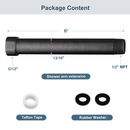 4-Inch & 6-Inch Shower Extension Arm for Rain and Handheld Shower Heads