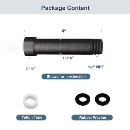 4-Inch & 6-Inch Shower Extension Arm for Rain and Handheld Shower Heads