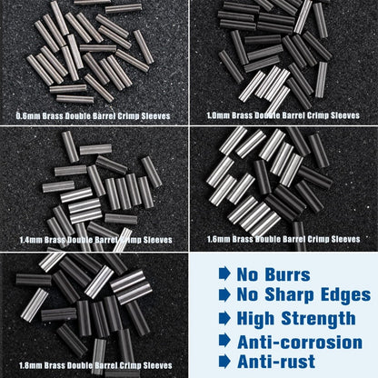 600 Pcs Wire Rope Crimping Swaging Tool Kit for Wire Cable Crimps Aluminum Double Barrel