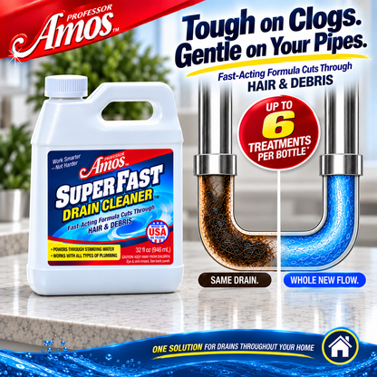 Professor Amos Superfast Drain Cleaner Clears Clogs in Minutes!