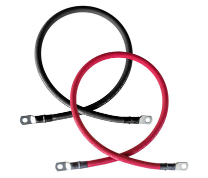2/0 Gauge (AWG) Black and Red Pure Copper Battery Cable Wire with Lug Connector Ring Terminals