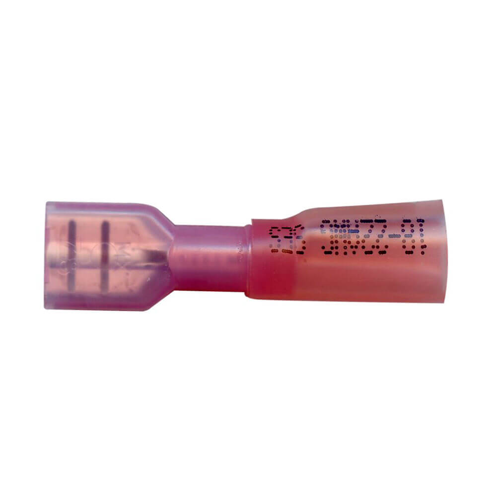 22-18 AWG .250 Female Disconnect Red Insulated Heat Shrink