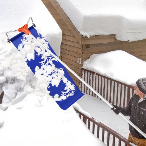Snow Roof Rake, 17 in Aluminum Blade, 4.1-17.2 ft Adjustable Roof Snow Scraper with Wheels & Slide, Lightweight Snows Removal Tool for House Rooftop Leaves Debris Clearing