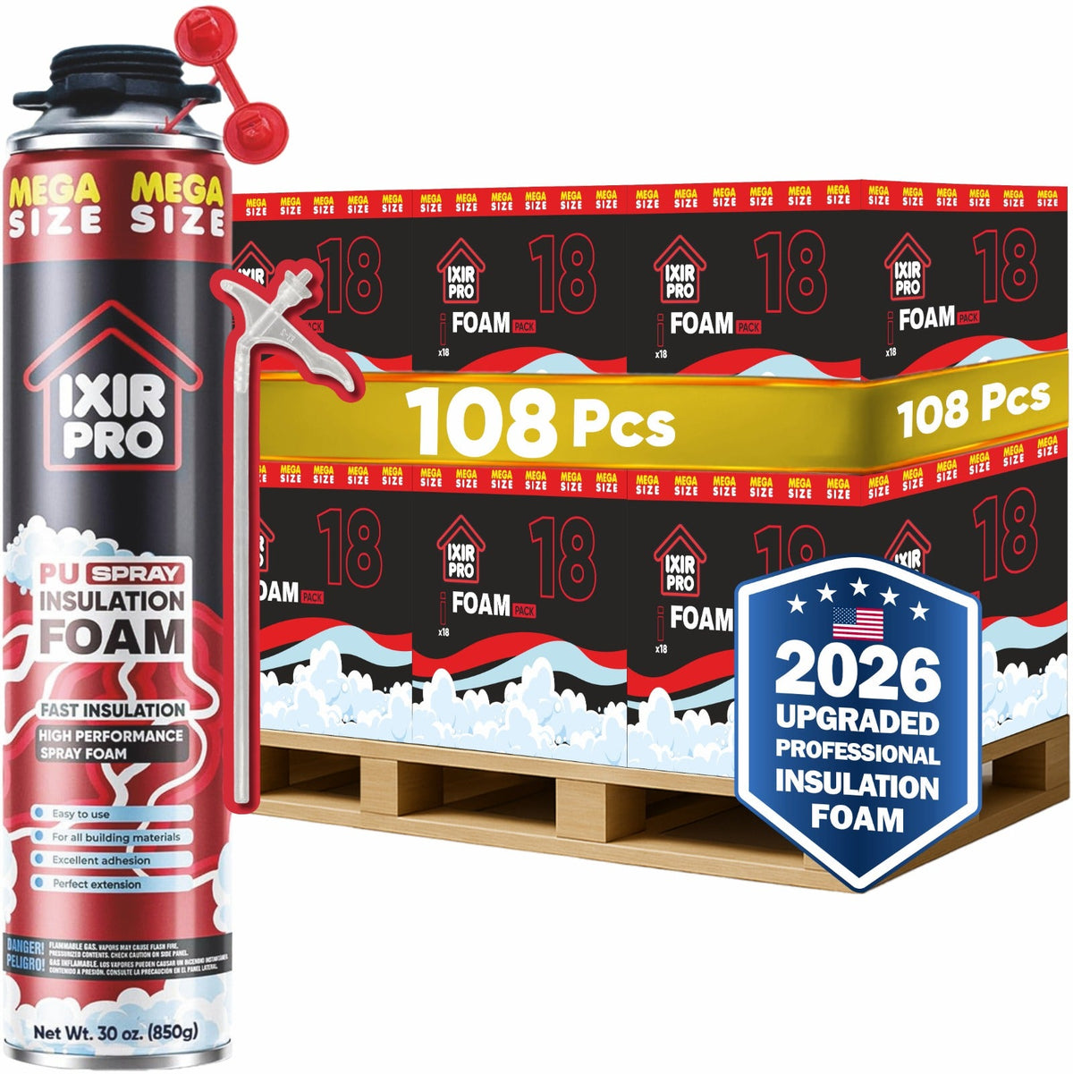 Mega Spray Foam Can - 30oz Bulk Pallet | IxirPro