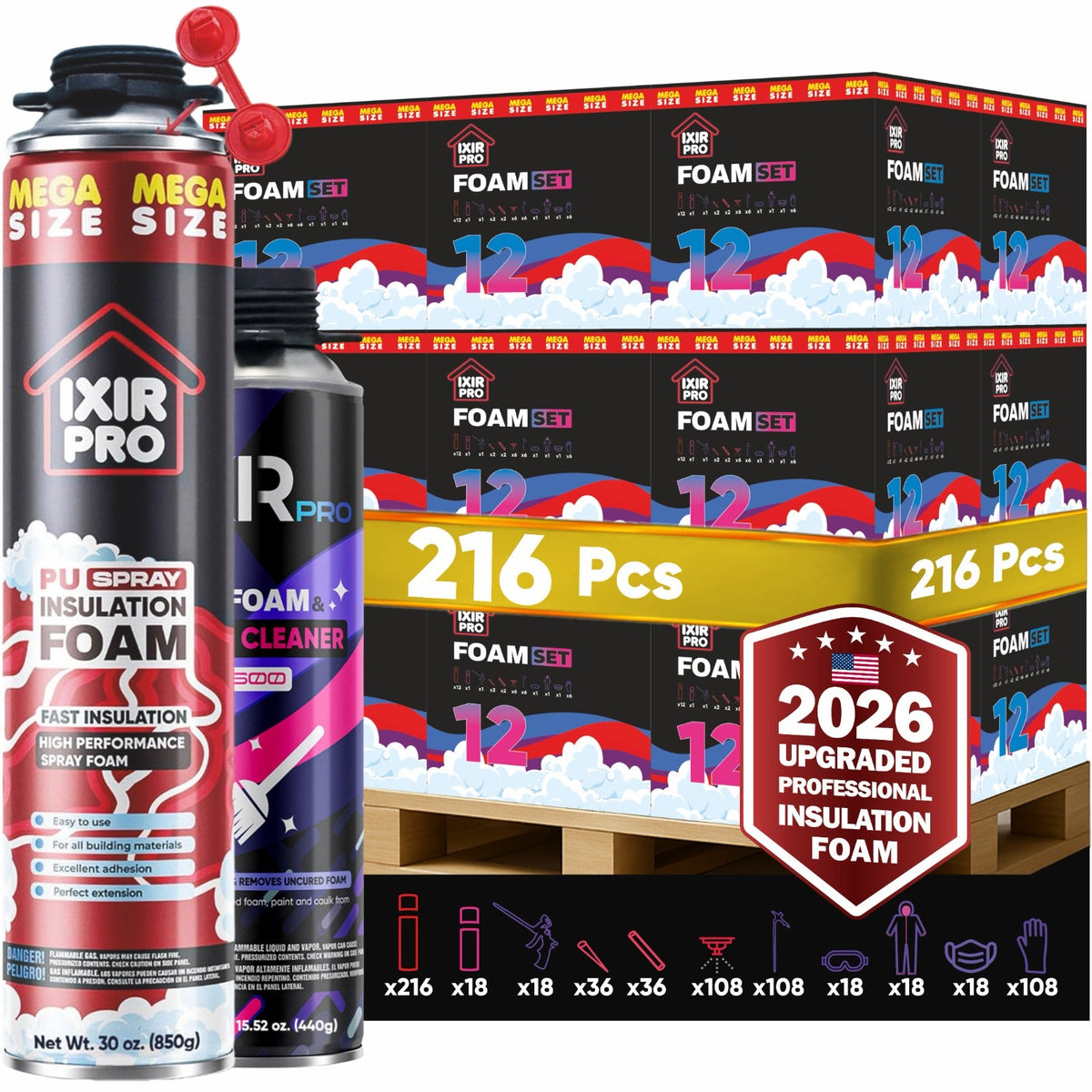 Mega Spray Foam Kit - 30oz Bulk Pallet | IxirPro