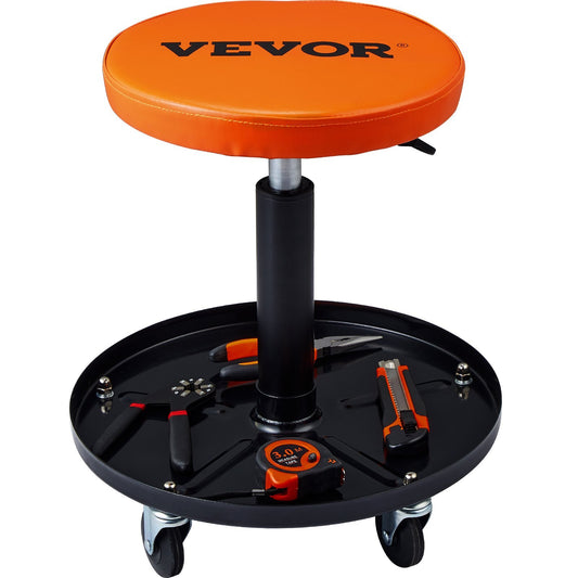Rolling Mechanic Stool, 250-lb Capacity, Adjustable Height, Tool Tray