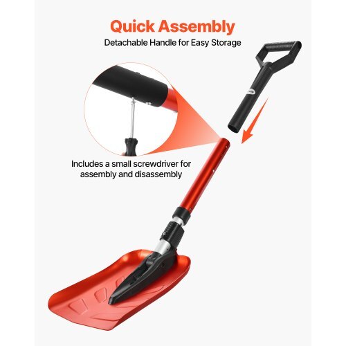 Snow Shovel for Driveway, 9 in Foldable Snow Shovel with D-shaped Handle, , 36-40 in Adjustable, Lightweight Aluminum Alloy Snows Removal Tool, Reduce Back Strains for Garden Car Camping
