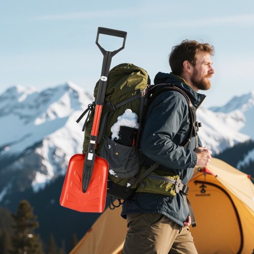 Snow Shovel for Driveway, 9 in Foldable Snow Shovel with D-shaped Handle, , 36-40 in Adjustable, Lightweight Aluminum Alloy Snows Removal Tool, Reduce Back Strains for Garden Car Camping