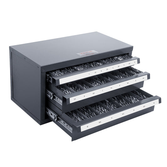 3-Drawer Steel Drill Bit Cabinet — Find the Right Bit in Seconds