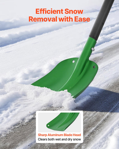 Snow Shovel for Driveway, 8.5 in Wide Aluminum Alloy Snow Shovel with T-shaped Handles, Large Capacity Snowplow Shovels, Portable & Lightweight Snows Removal Tool for Garden Car Camping