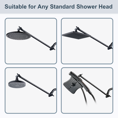 Solid Brass Shower Arm Extension, Adjustable Height & Angle, 5", 10", 14" & 15" Options