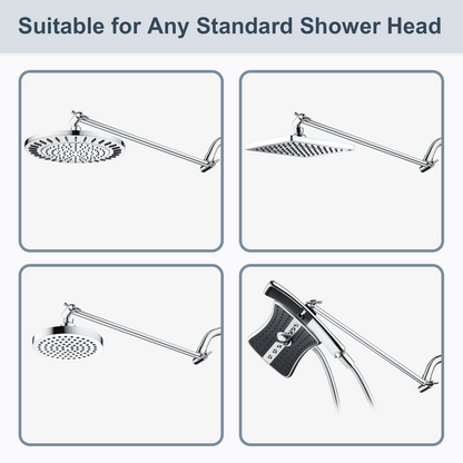 Solid Brass Shower Arm Extension, Adjustable Height & Angle, 5", 10", 14" & 15" Options
