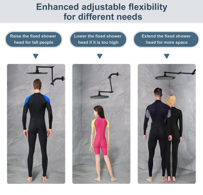 Solid Brass Shower Arm Extension, Adjustable Height & Angle, 5", 10", 14" & 15" Options