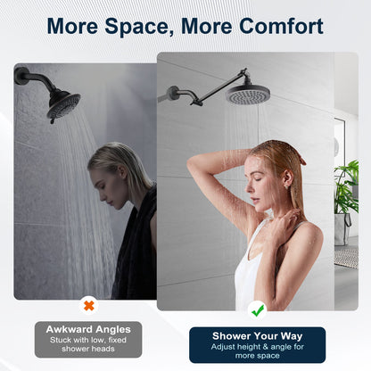 Solid Brass Shower Arm Extension, Adjustable Height & Angle, 5", 10", 14" & 15" Options