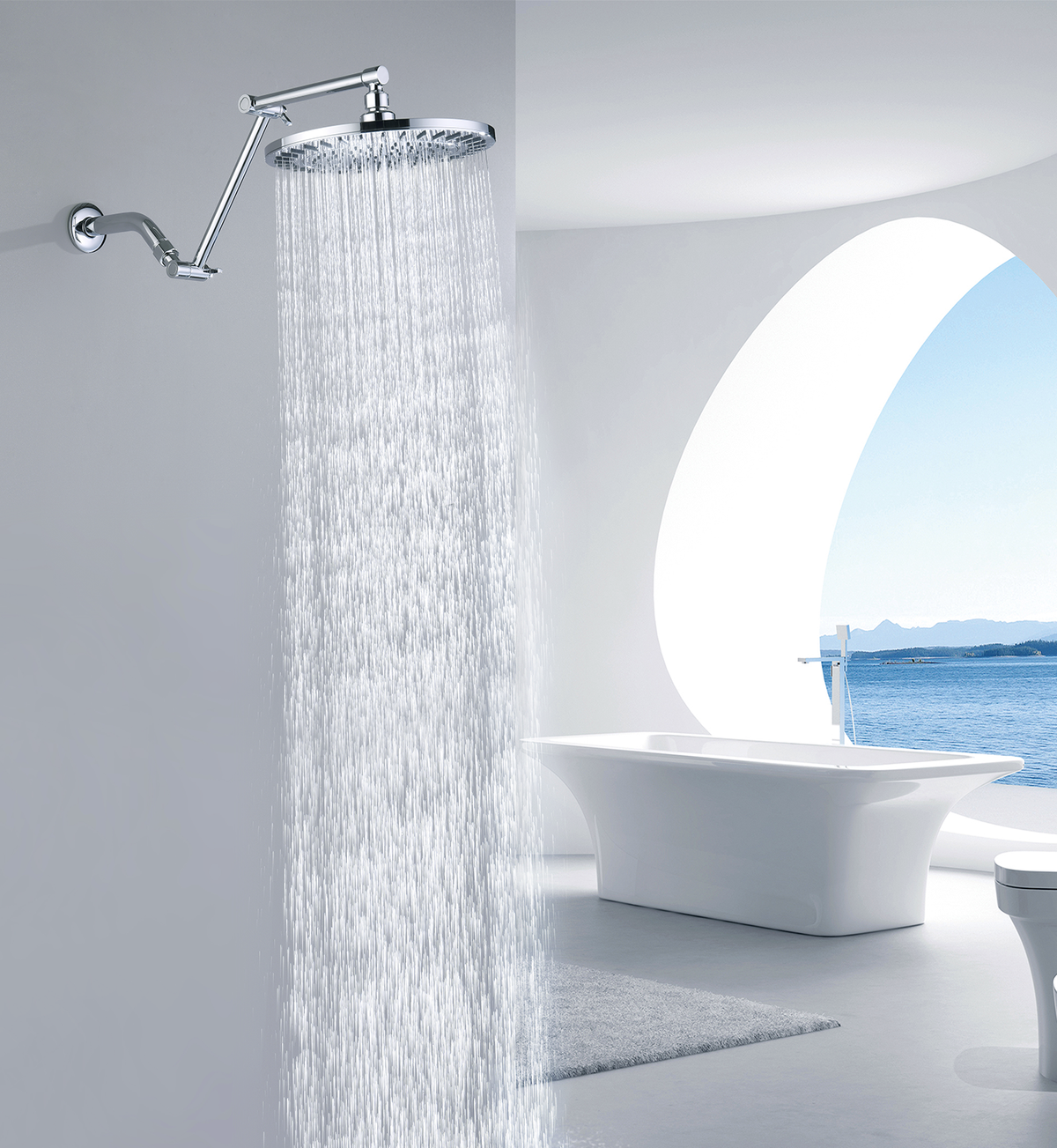 Solid Brass Shower Arm Extension, Adjustable Height & Angle, 5", 10", 14" & 15" Options