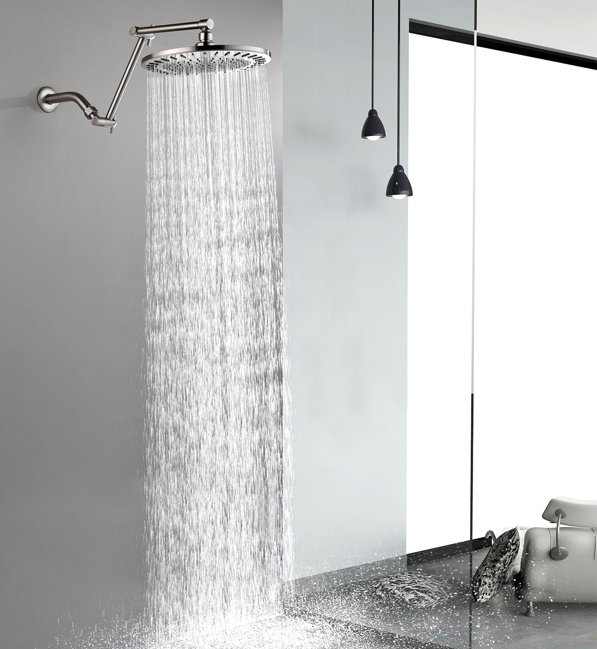 Solid Brass Shower Arm Extension, Adjustable Height & Angle, 5", 10", 14" & 15" Options