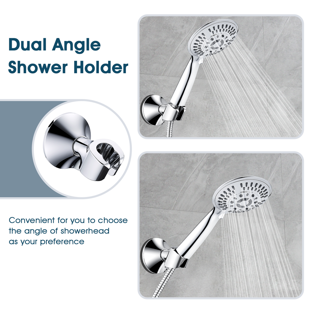Adhesive Shower Head Holder for Handheld Shower Heads, Drill-Free Wall Mount Bracket