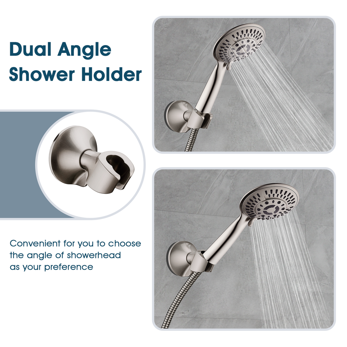 Adhesive Shower Head Holder for Handheld Shower Heads, Drill-Free Wall Mount Bracket