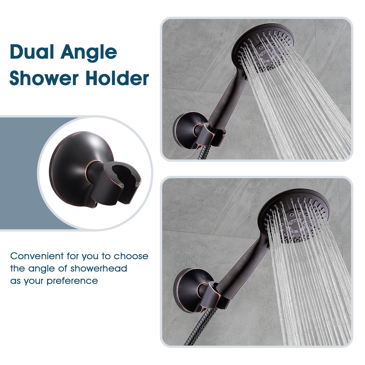 Adhesive Shower Head Holder for Handheld Shower Heads, Drill-Free Wall Mount Bracket