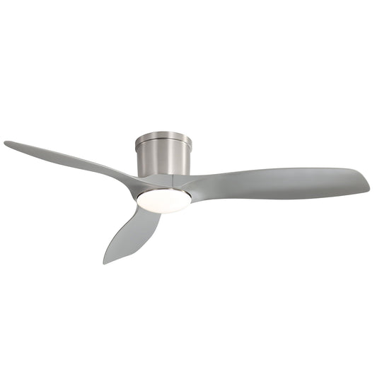 Flush Mount Ceiling Fan With Dimmable LED Light, 3 Blades, Reversible DC Motor Blades For Living Room