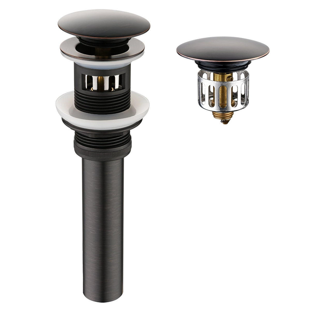 Bathroom Sink Drain with Overflow Pop-Up Drain Stopper for Vessel Sink Lavatory