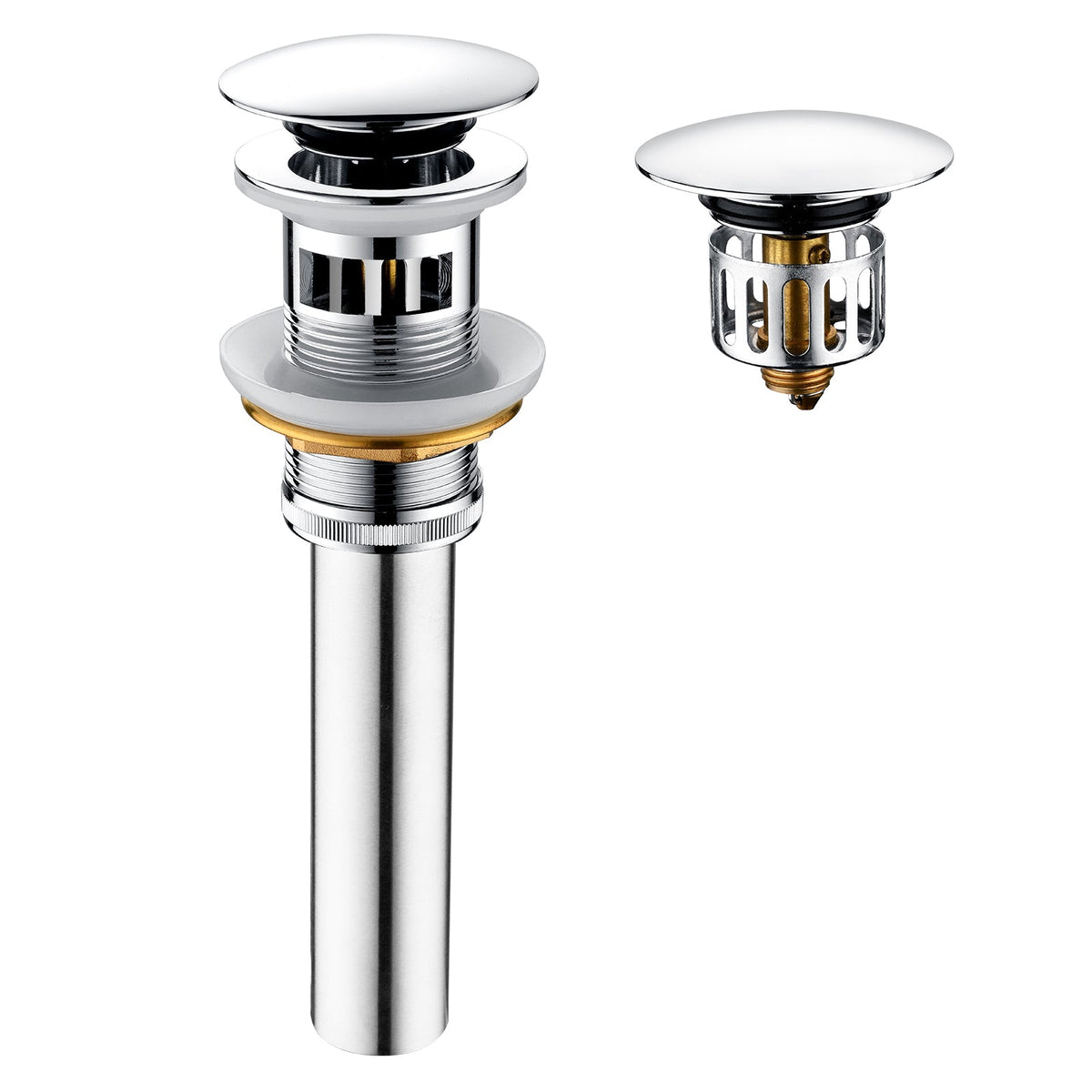 Bathroom Sink Drain with Overflow Pop-Up Drain Stopper for Vessel Sink Lavatory