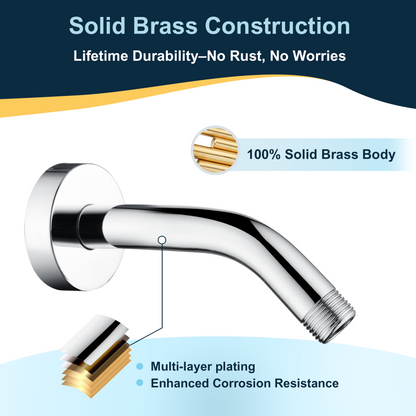 6 & 10" Solid Brass Shower Arm with Universal G1/2 Connection