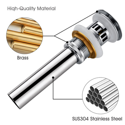 Bathroom Sink Drain with Overflow Pop-Up Drain Stopper for Vessel Sink Lavatory
