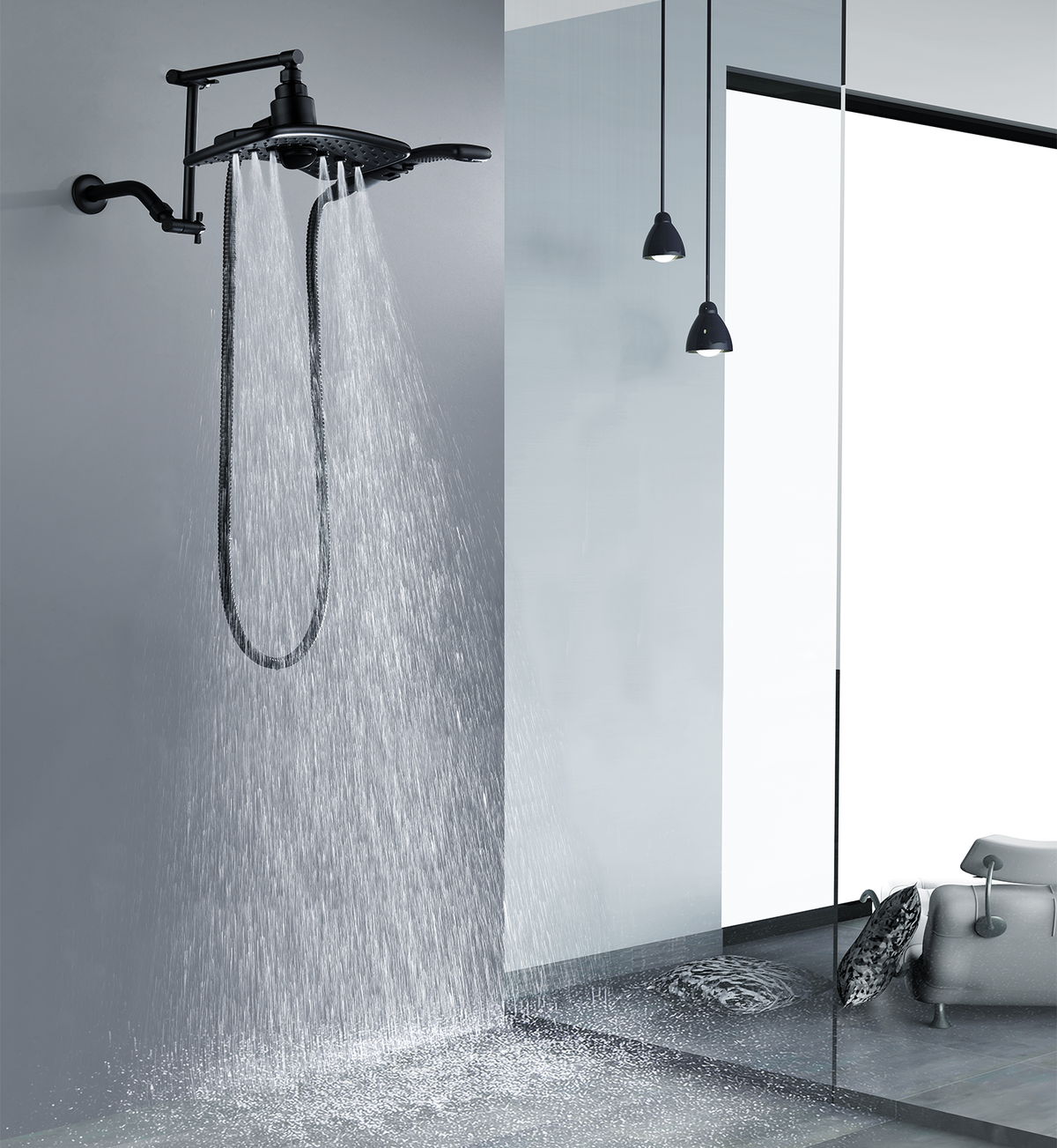 Solid Brass Shower Arm Extension, Adjustable Height & Angle, 5", 10", 14" & 15" Options