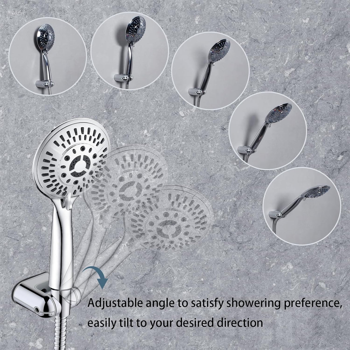Adjustable Handheld Shower Head Holder with 1/2-Inch Connection