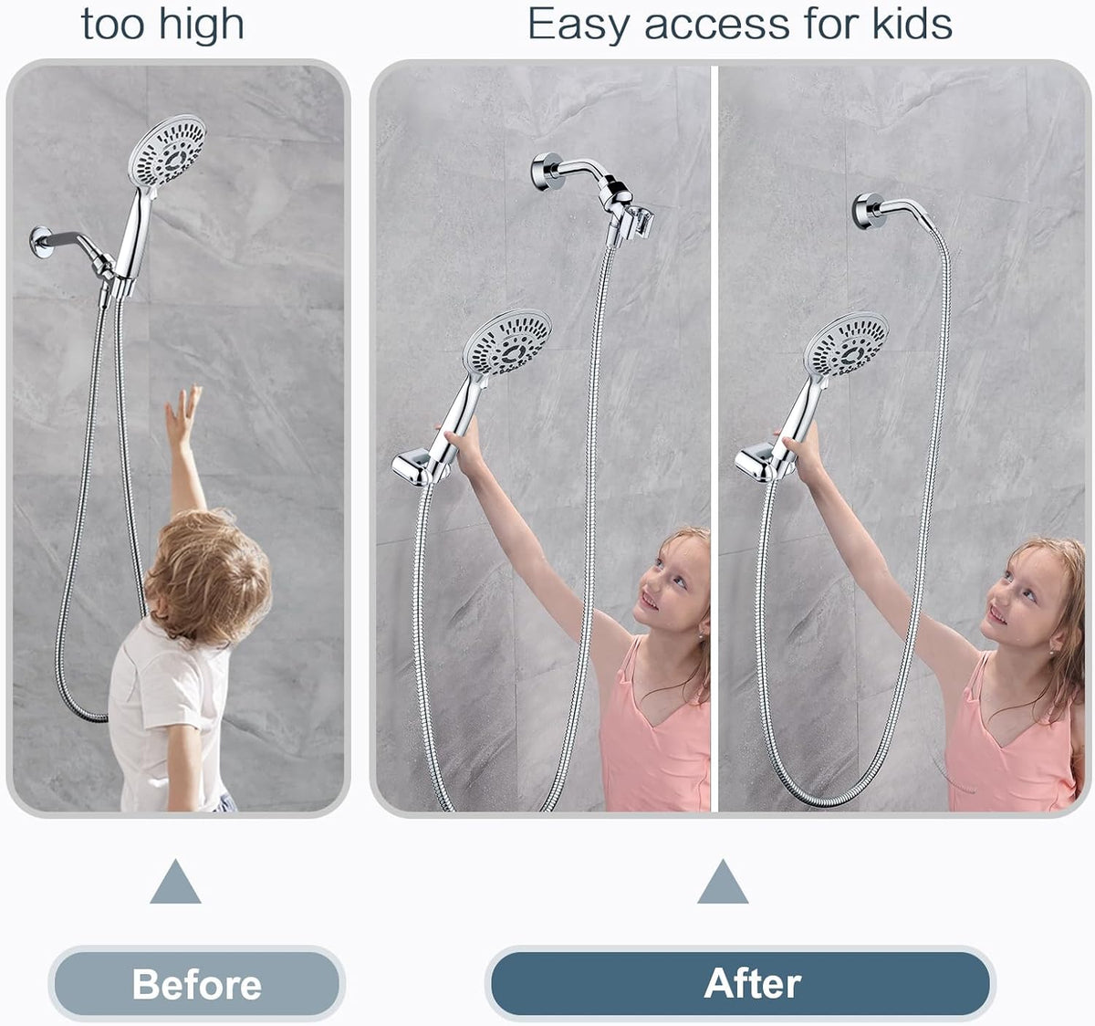Adjustable Handheld Shower Head Holder with 1/2-Inch Connection