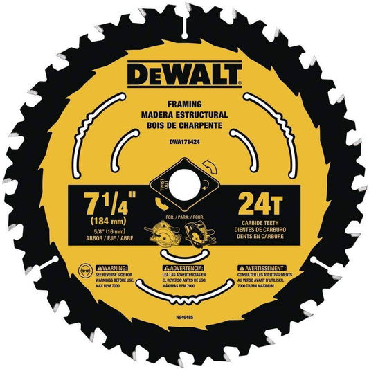 DEWALT DWA171424 7-1/4-Inch 24-Tooth Circular Saw Blade