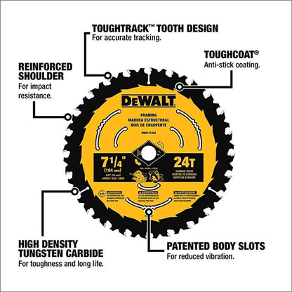 DEWALT DWA171424 7-1/4-Inch 24-Tooth Circular Saw Blade