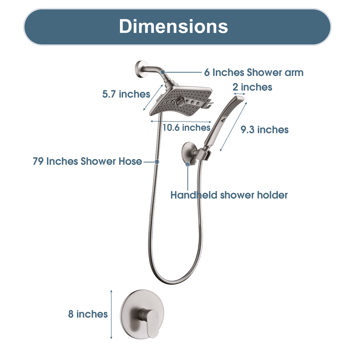 Shower Faucet Set, Rainfall and Hand Shower Head Trim with Hose, Single-Handle Shower Fixture