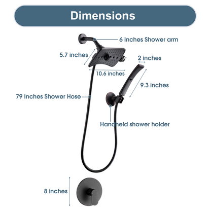 Shower Faucet Set, Rainfall and Hand Shower Head Trim with Hose, Single-Handle Shower Fixture