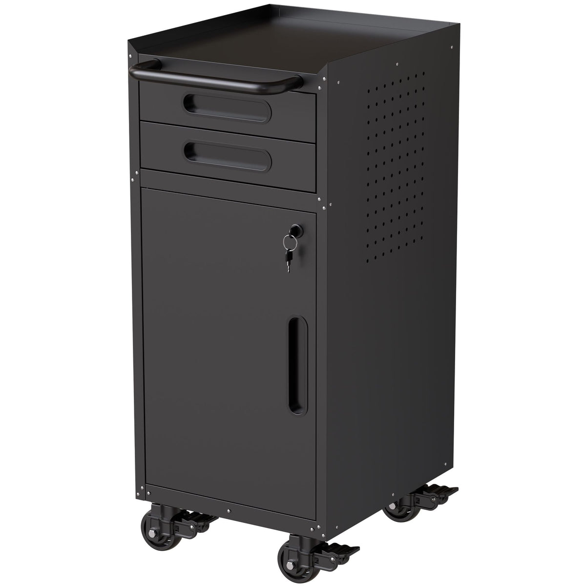 34.3" Narrow Rolling Tool Cabinet Garage Storage with Lockable Door Slim Metal Organizer