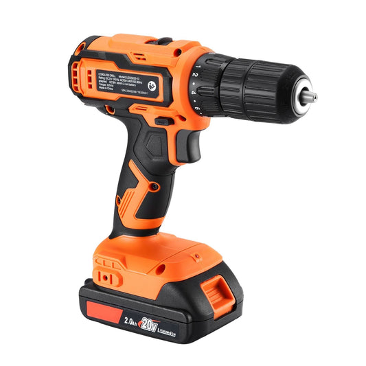 Cordless Drill Driver 1/2 inch Chuck Dual-Speed Variable Drill Driver Kit with Lithium Battery and Charger