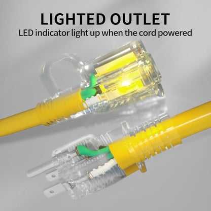50 ft 12/3 Outdoor Extension Cord Waterproof Heavy Duty with Lighted Indicator End