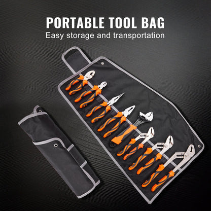 8-Piece Pliers Set High Carbon Steel 12"/10"/8"  Pliers and Tool Bag