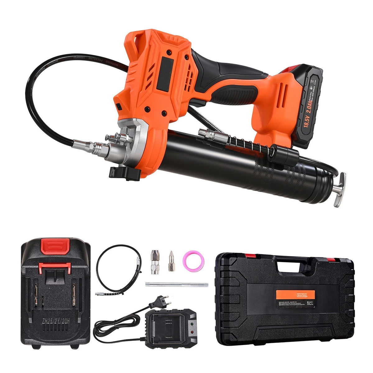 Cordless Grease Gun 20V Electric Grease Gun with 2.0 Ah Battery & LED Light 35.4-inch Long Hose & Carrying Case